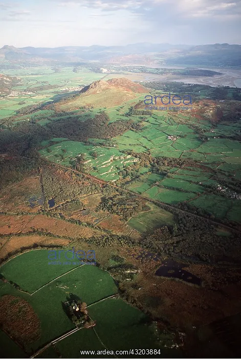 : WALES - Aerial of Snowdonia fields : WALES - Aerial of Snowdonia fields