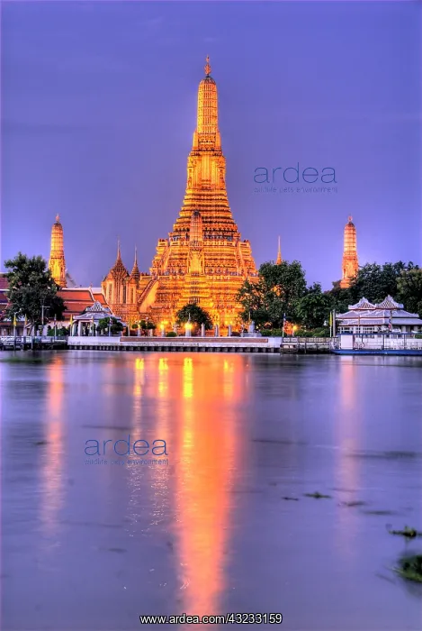 : Wat Arun, Buddhist temple reflects in river : Wat Arun, Buddhist temple reflects in river