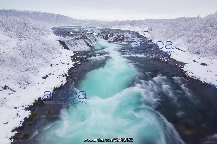 : Waterfall Bruarfoss in winter - Sudurland - Iceland : Waterfall Bruarfoss in winter - Sudurland - Iceland