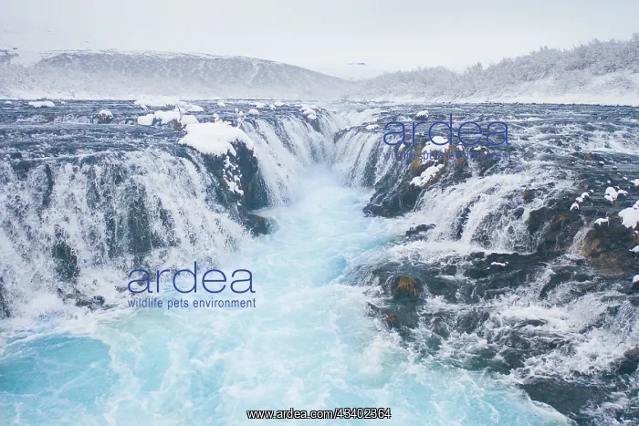 : Waterfall Bruarfoss in winter - Sudurland - Iceland : Waterfall Bruarfoss in winter - Sudurland - Iceland