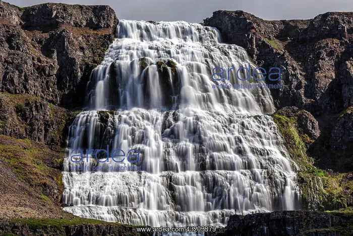 : Waterfall Dynjandi, Dynjandifoss, river Dynjandis&, x1b20;lon : Waterfall Dynjandi, Dynjandifoss, river Dynjandis&, x1b20;lon