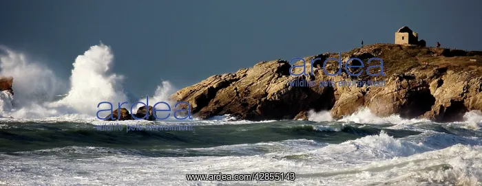 : Waves crashing against rocky coastline : Waves crashing against rocky coastline