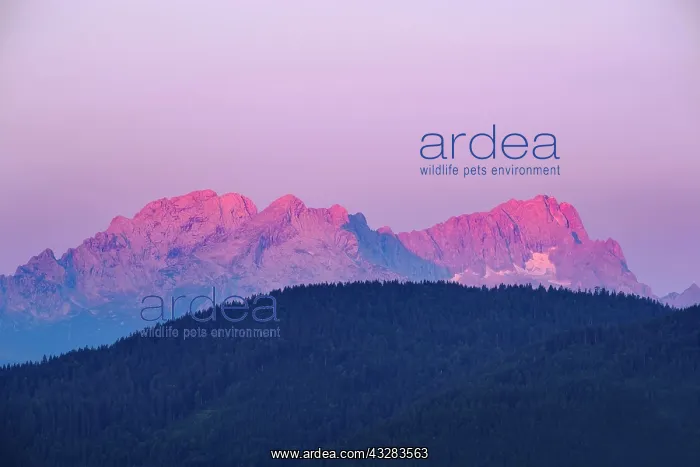 : Wetterstein range with red glowing Zugspitze at : Wetterstein range with red glowing Zugspitze at