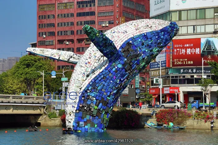 : Whale in Love ecological art installation in : Whale in Love ecological art installation in