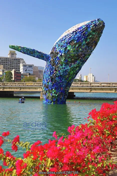 : Whale in Love ecological art installation in : Whale in Love ecological art installation in