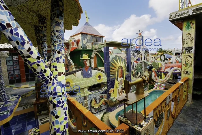 : Wildly decorated home of famous artist : Wildly decorated home of famous artist