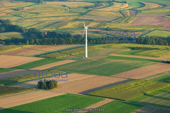 : Wind turbine in agriculture landscape, fields, Scheer : Wind turbine in agriculture landscape, fields, Scheer