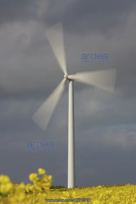 : Wind Turbine generating power on a wind farm : Wind Turbine generating power on a wind farm