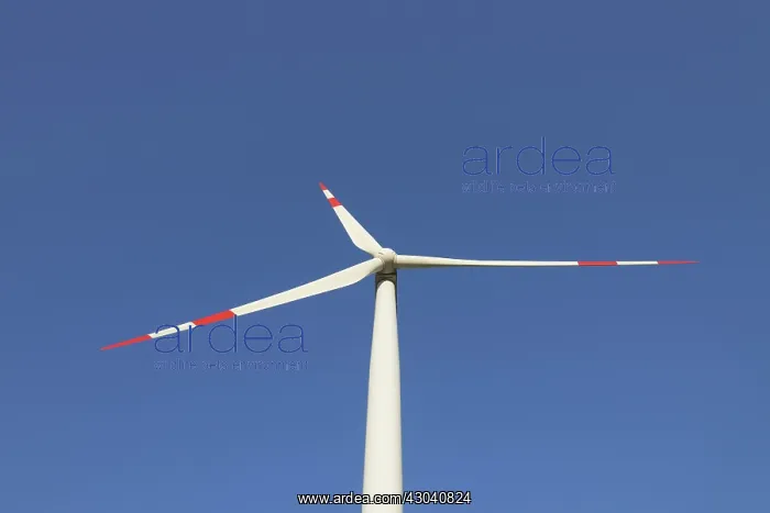: Wind Turbine generating power on a wind farm : Wind Turbine generating power on a wind farm