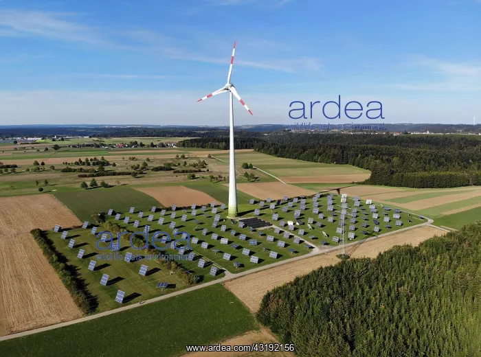 : Windmill and photovoltaic system, Black Forest nature : Windmill and photovoltaic system, Black Forest nature
