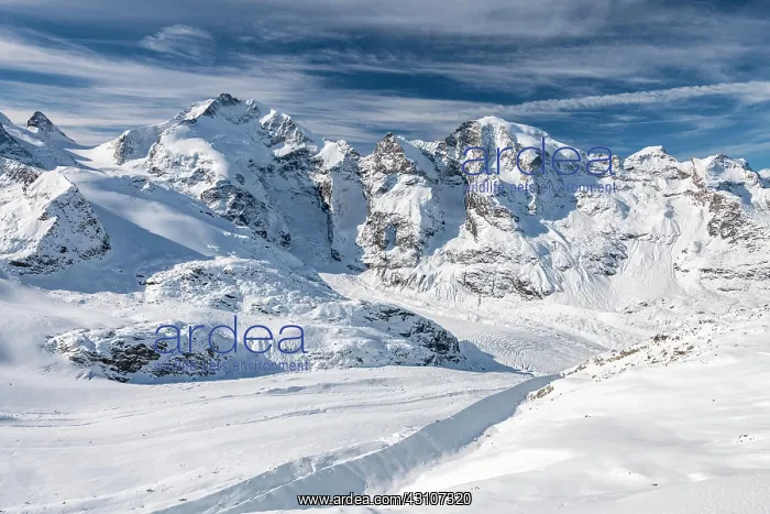 : Winter mountain panorama on the Diavolezza, view : Winter mountain panorama on the Diavolezza, view