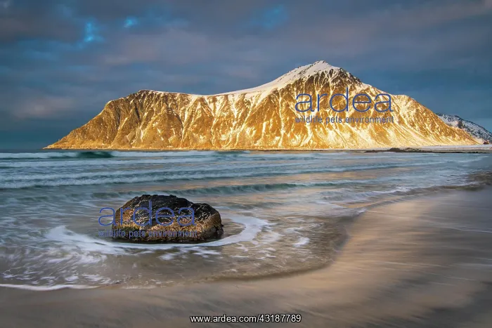 : Winter Scandinavian landscape, sea, mountains, snow : Winter Scandinavian landscape, sea, mountains, snow