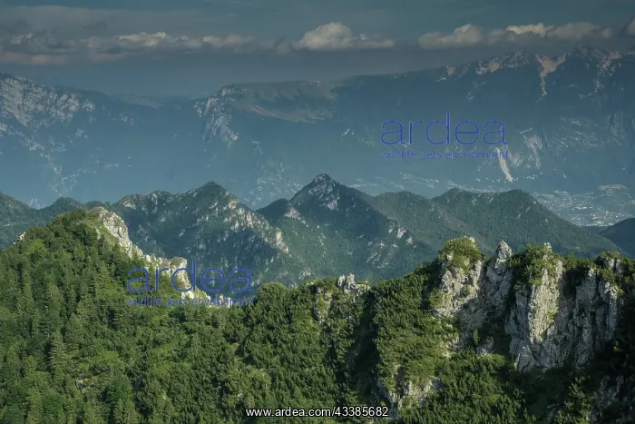 : Wooded limestone ridges between Monte Tremalzo a : Wooded limestone ridges between Monte Tremalzo a