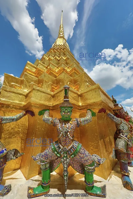  : Yaksha Demon Statue on a golden chedi, Phra Suvarnachedi