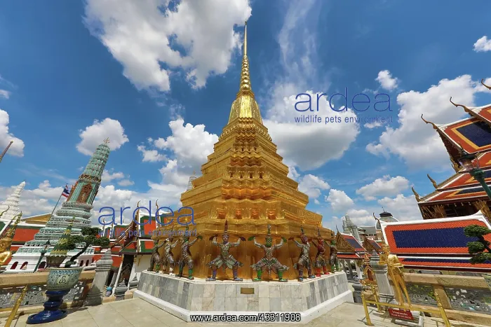 : Yaksha Demon Statues on a golden chedi, Phra Suvarnachedi : Yaksha Demon Statues on a golden chedi, Phra Suvarnachedi