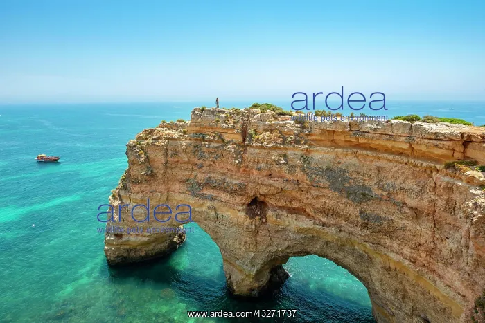 : Young woman standing on a rock on the cliff, view : Young woman standing on a rock on the cliff, view