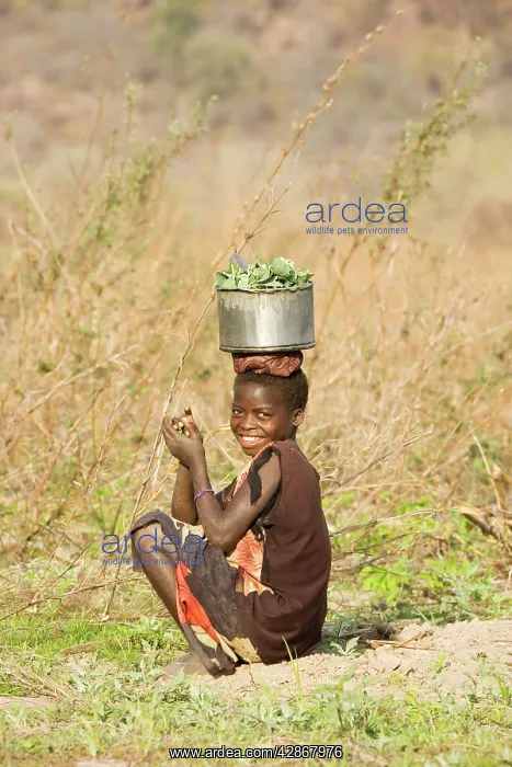 : Zambia - Tonga girl with vegetables from the vegetable : Zambia - Tonga girl with vegetables from the vegetable