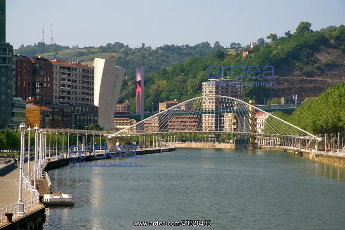 : The Zubizuri Footbridge crossing the Nervion : The Zubizuri Footbridge crossing the Nervion