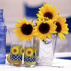 80202479 Sunflowers - in vase with cold drinks on 80202479 Sunflowers - in vase with cold drinks on