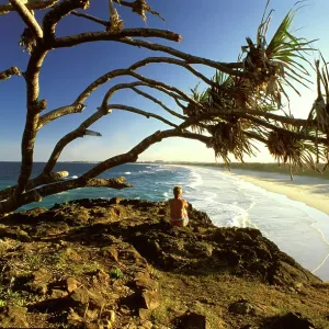 Australia - Beachgoer enjoying landscape of the Australia - Beachgoer enjoying landscape of the