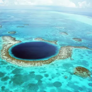 Belize - aerial of Belize Blue Hole Belize - aerial of Belize Blue Hole