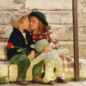 Children - boy, girl & cloth teddy Children - boy, girl & cloth teddy
