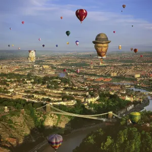 England - Aerial view, Hot-air Balloons over Clifton England - Aerial view, Hot-air Balloons over Clifton