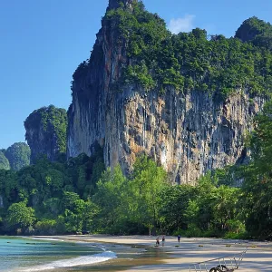 Limestone cliffs of West Railay Beach, Krabi, Thailand