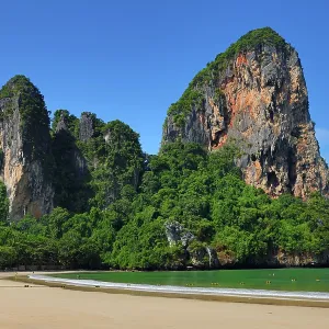 Limestone cliffs of West Railay Beach, Krabi, Thailand
