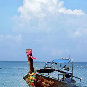 Long tailed boat on West Railay Beach, Krabi, Thailand
