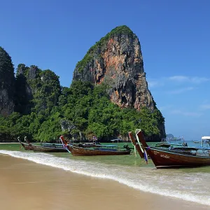 Long Tailed Boats on Railay Beach, Krabi, Thailand