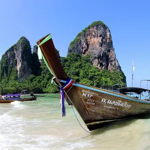 Long Tailed Boats on Railay Beach, Krabi, Thailand