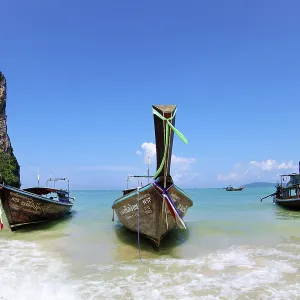 Long Tailed Boats on Railay Beach, Krabi, Thailand
