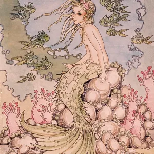 MERMAID PAINTING - SITTING ON ROCKS MERMAID PAINTING - SITTING ON ROCKS