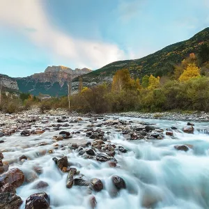 Mondaruego mountain and Ara river at sunrise