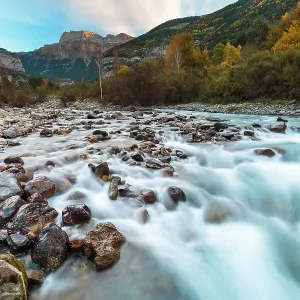 Mondaruego mountain and Ara river at sunrise