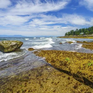 Rocky shoreline with waves crashing Rocky shoreline with waves crashing
