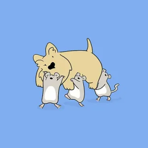 Scottie Dog carried by three mice Scottie Dog carried by three mice