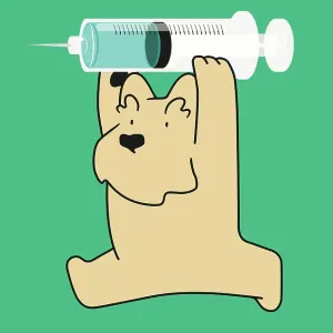 Scottie Dog carrying a giant hypodermic syringe Scottie Dog carrying a giant hypodermic syringe