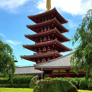Senso-Ji five storey Pagoda, Senso-Ji Temple, Asakusa, Tokyo, Japan