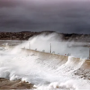 WAVES - lash coast in Force 9 gale. Haldon pier WAVES - lash coast in Force 9 gale. Haldon pier
