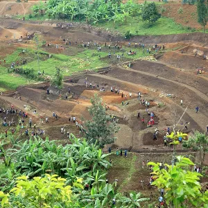 Workers Rwandan community collectively working the Workers Rwandan community collectively working the