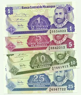 Multi: 1, 5, 10 and 25 centavos notes with a portrait of