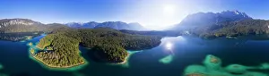 Grainau: 360 degree panorama, Eibsee lake, near Grainau