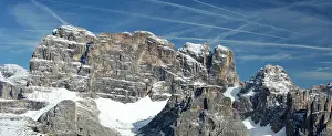Dolomite: 80179343 Panorama with jet-trails of un-named high