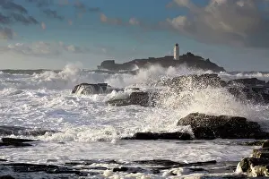 Breaking: 80179658 Lighthouse and Island Godrevy, Cornwall