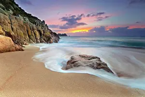 Breaking: 80179682 Porthcurno - beach and seascape at dawn