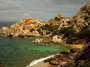 Granite: 80180286 Granite Rocks - sea coast Capo Testa, Santa