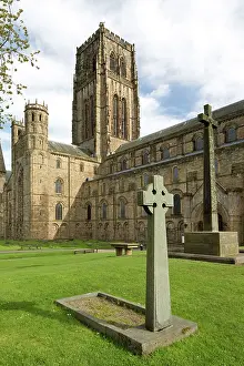 Cathedral: 80183361 Celtic Cross outside Durham Cathedral