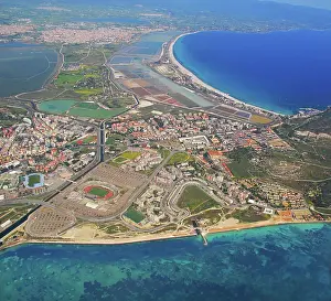 Rive: 80183984 Poetto Beach - aerial view Cagliari, Sardinia